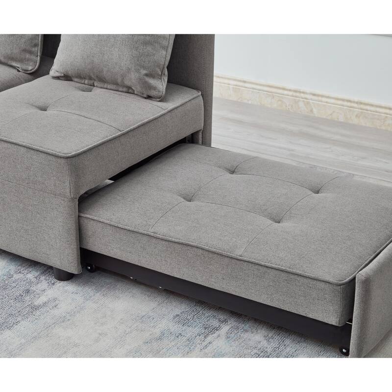 4-in-1 Sofa Bed - Convertible Recliner with Wood Frame