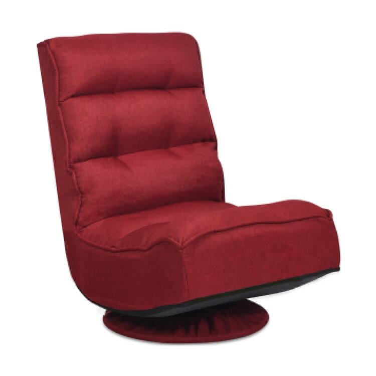 360-Degree Swivel Floor Chair with Foldable Design and Adjustable Backrest - Dark-Red