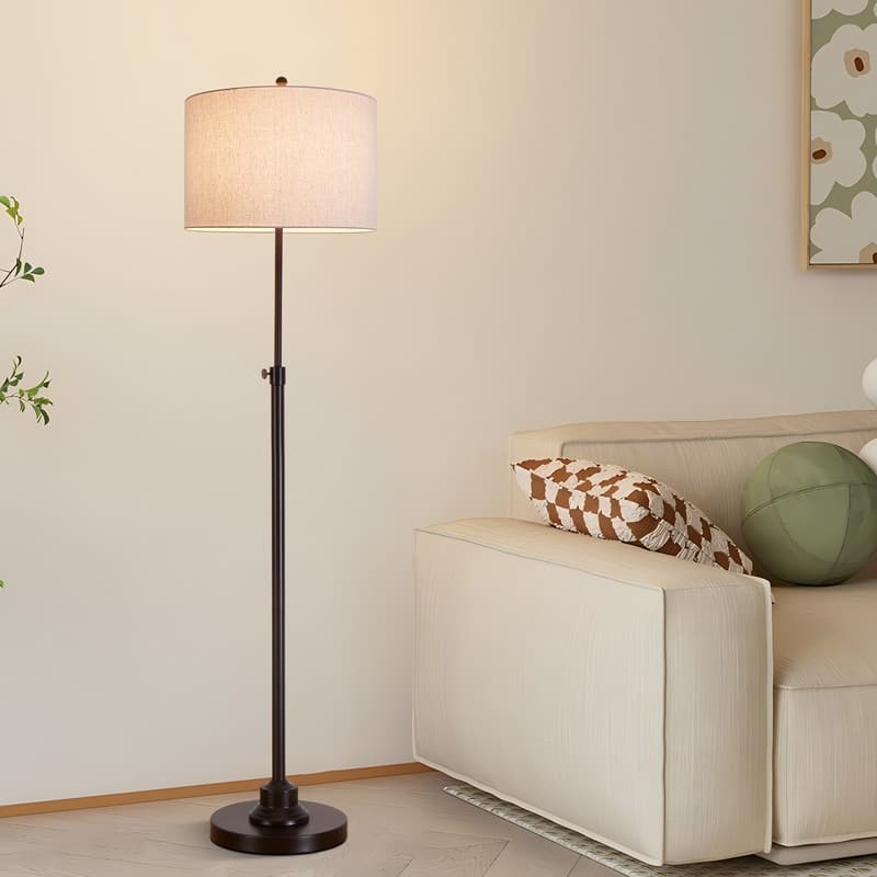 KAWOTI 63.5" Standard Adjustable Floor Lamp with Fabric Linen Shade