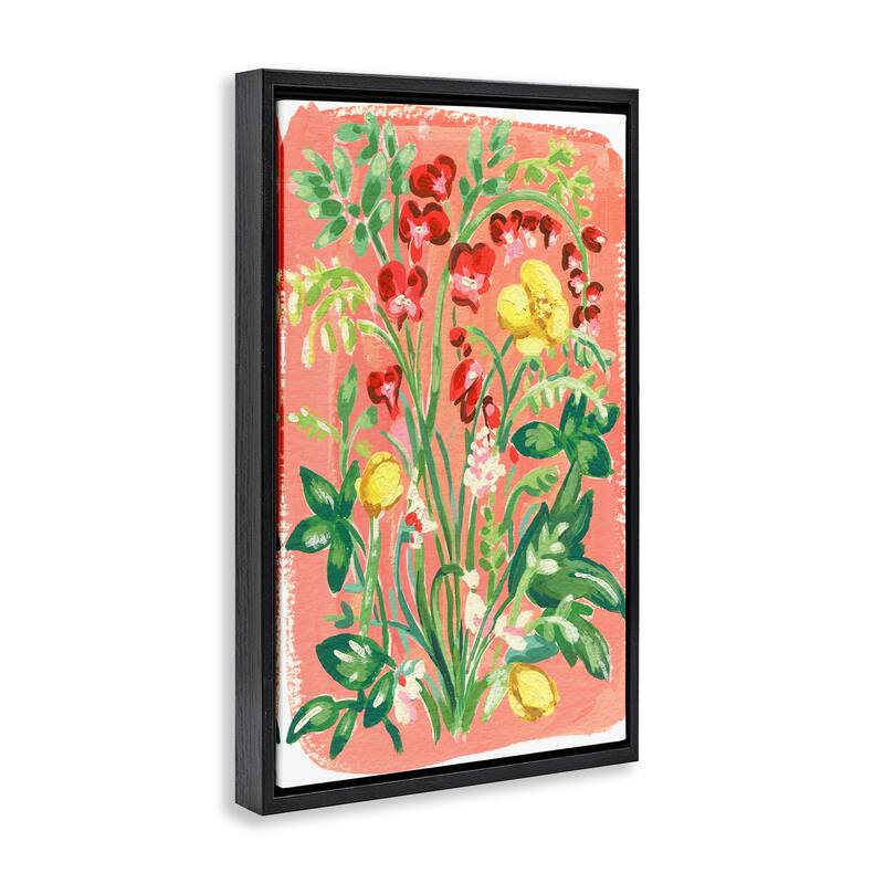 Stupell Peachy Flower Arrangement Framed Floater Canvas Wall Art Design By Hannah Moren