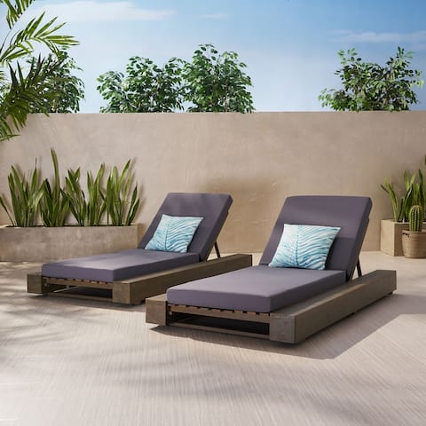 Broadway Outdoor Acacia Wood Chaise Lounge and Cushion Sets (Set of 2) by Christopher Knight Home