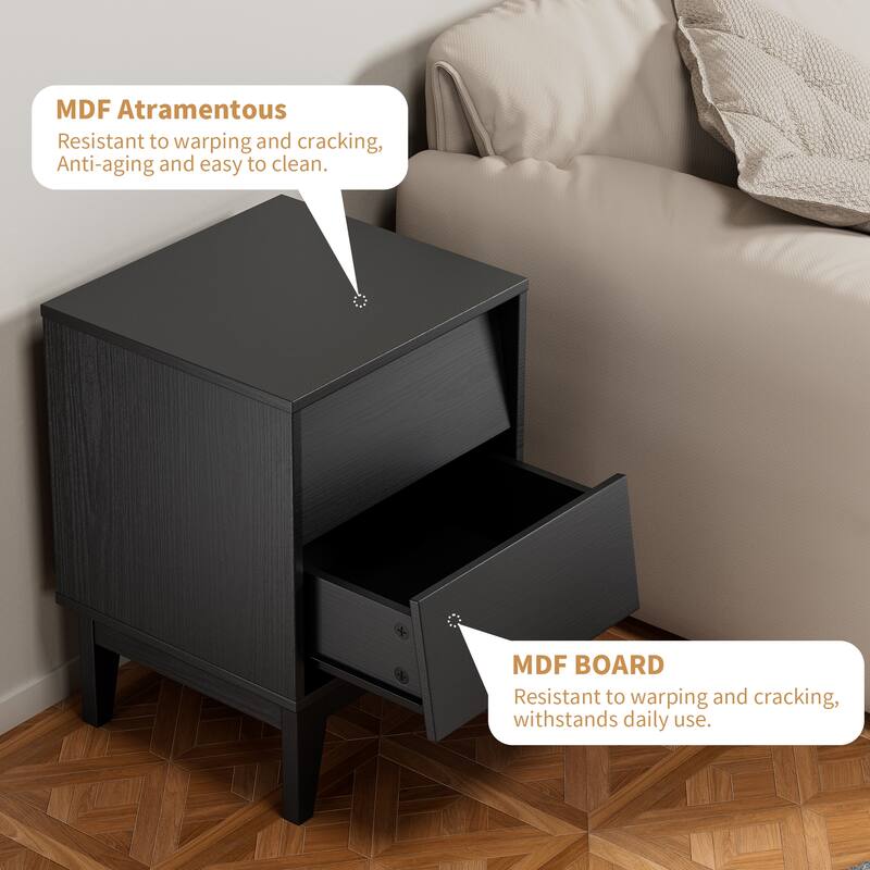 Bevel Design Wood Set of 2 Nightstands