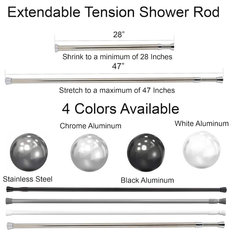 Evideco Shower Curtain Adjustable Tension Rod From 28 to 47