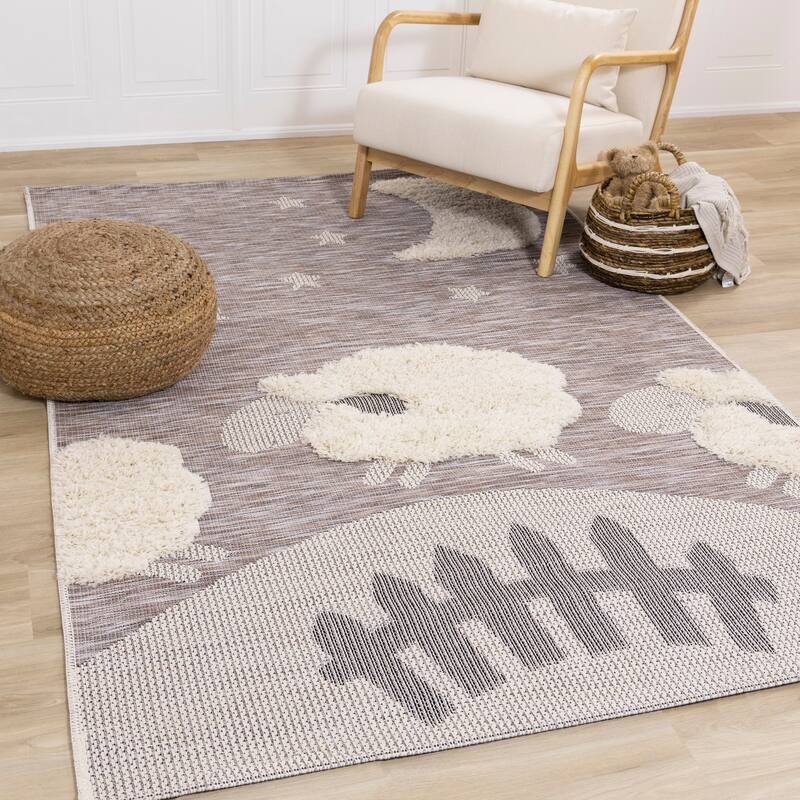 Kids Collection -Cream/Brown Sheep Rug