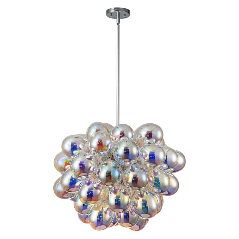 6-Light Modern Glam Cluster Sputnik Iridescent Glass Globe Bubble Chandelier for Living/Dining Room