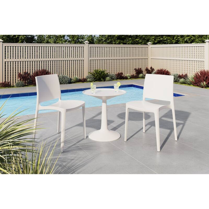 Sprout Table and Milan Chairs 3-Piece Outdoor Lounge Set - White