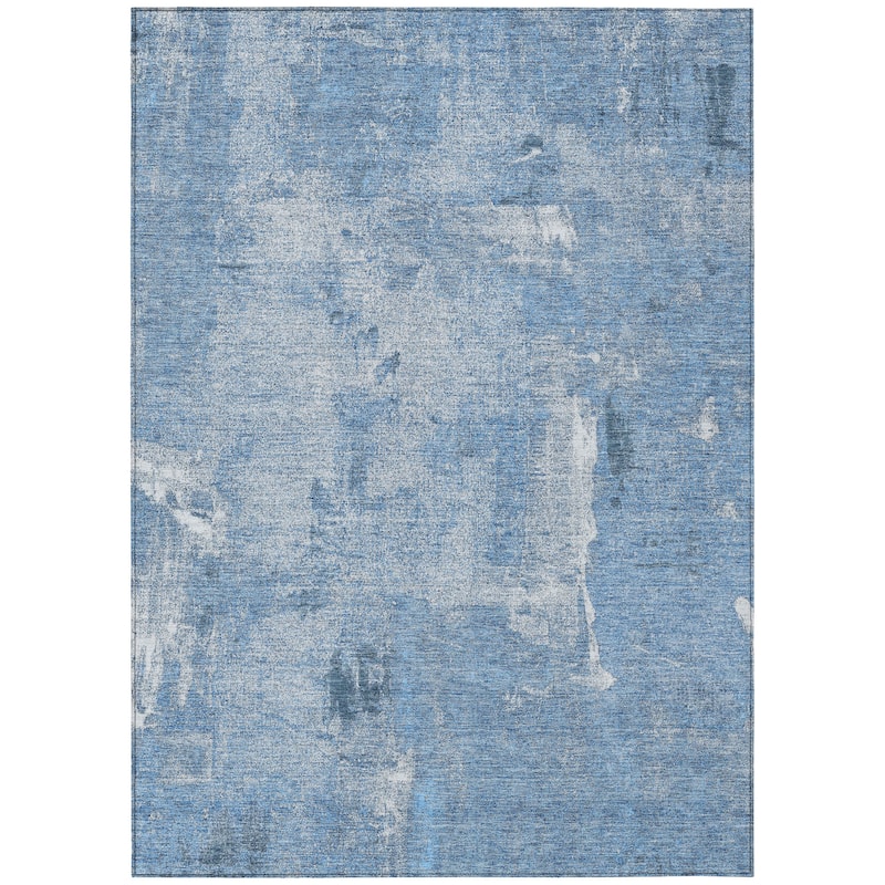 Machine Washable Indoor/ Outdoor Abstract Imprints Chantille Rug