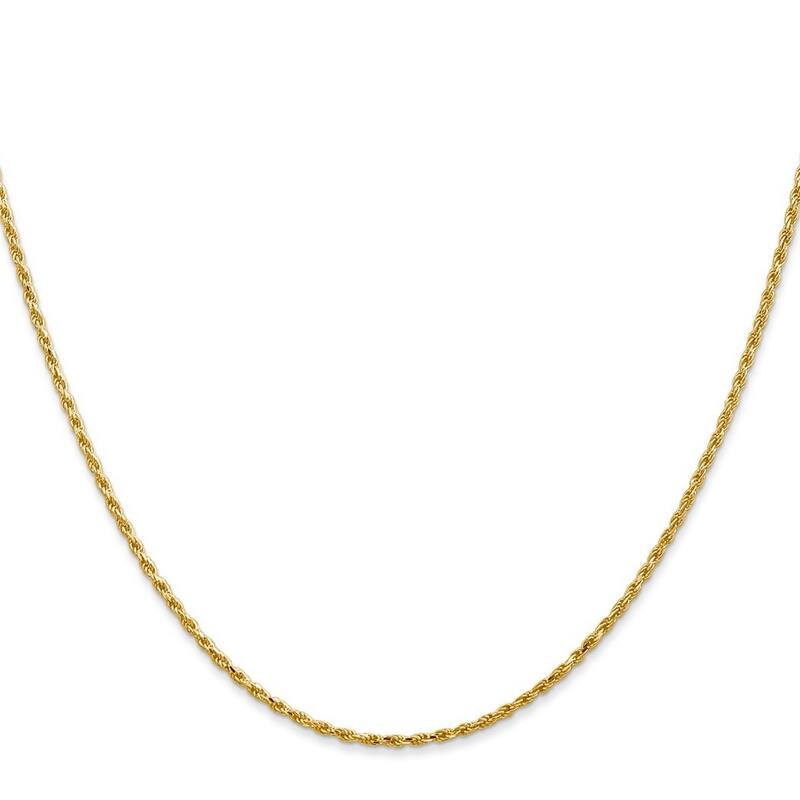 Curata 14k Yellow Gold Solid 1.2mm Diamond-cut Rope Chain Necklace (Lobster) Options 16 18 20 22