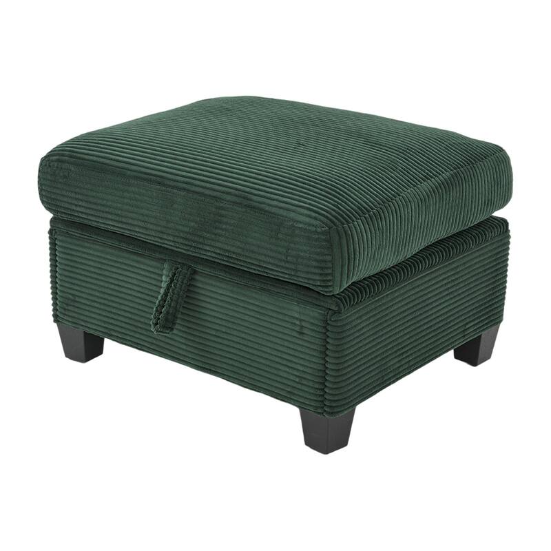 HOMEFUN Corduroy Upholstered L-Shaped 4-seater Storage Multifunctional Sectional Sofa with Storage Ottoman,Cup Holder and USB