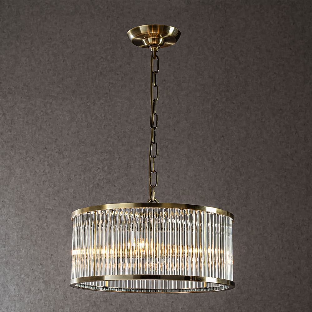 CraftHome Modern Glam Antique Bronze/Matte Black Glass Drum Flush Mount Contemporary Ceiling Light For Living Room Dining Room