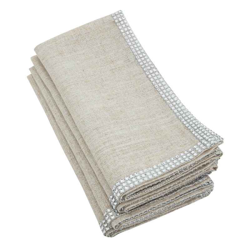 Jeweled Studded Border Napkin - Set of 4 pcs