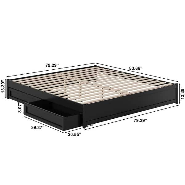 dimension image slide 11 of 20, Barcelona Panel Platform Bed with Storage Drawers