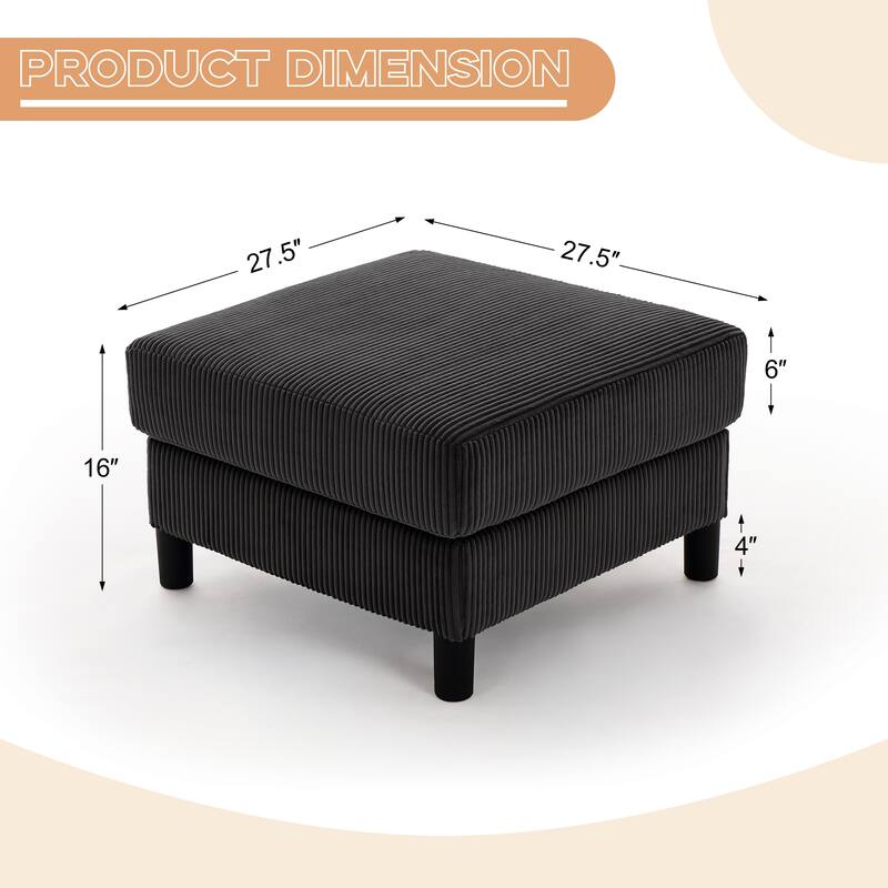 116.5" Corduroy U-Shaped Modular Sectional Sofa with 2 Movable Ottomans