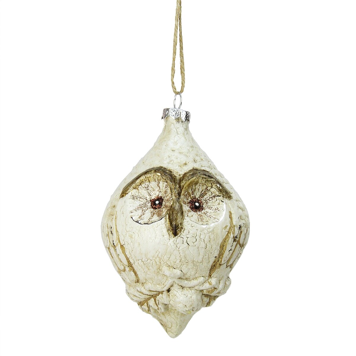 Shop 4 5 White And Brown Glittered Painted Glass Owl Finial Christmas Tree Ornament Overstock 16539338
