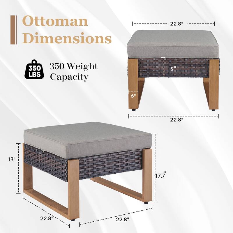 Gymojoy Outdoor Wicker Patio Ottomans Set Rattan Footrests