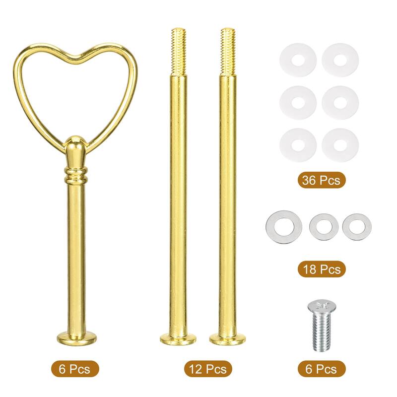 6 Set Cake Tray Stand Handle Plate Hardware Fitting, 3-Tiers Heart