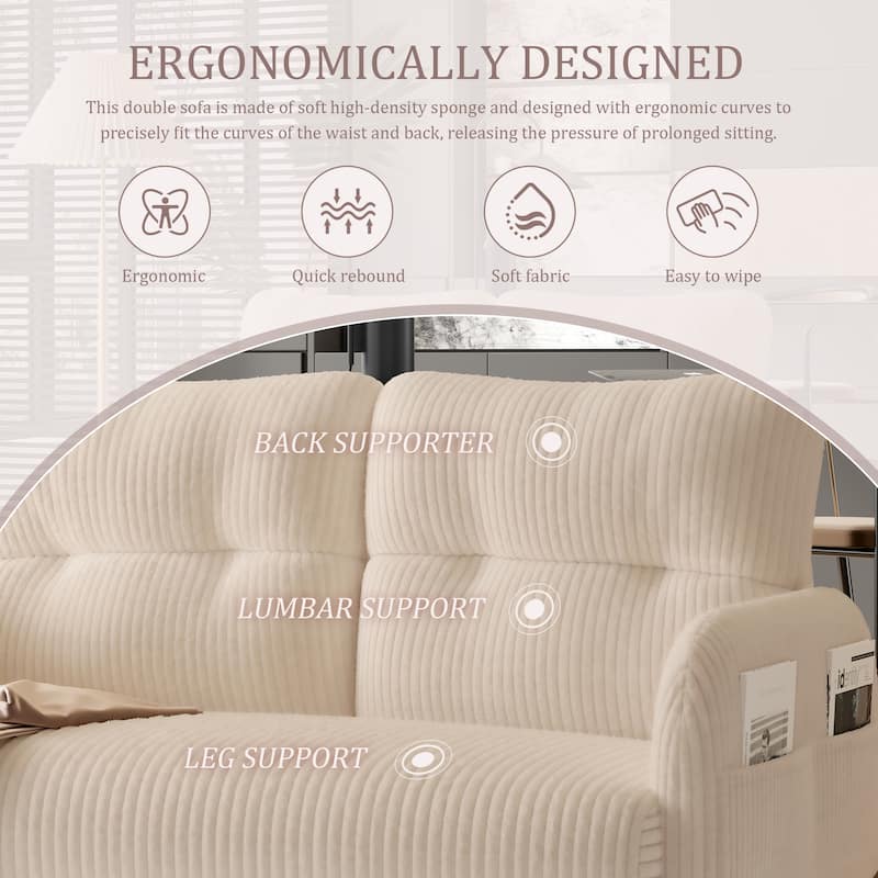 Corduroy Fabric,Comfortable Monochrome Double Sofa,Suitable For Living Rooms And Bedrooms