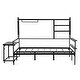 preview thumbnail 34 of 54, Roomfitters Twin/ Full Size Metal Daybed with Movable Desk, Metal Grid Design, Functional Shelves and Hanging Rack