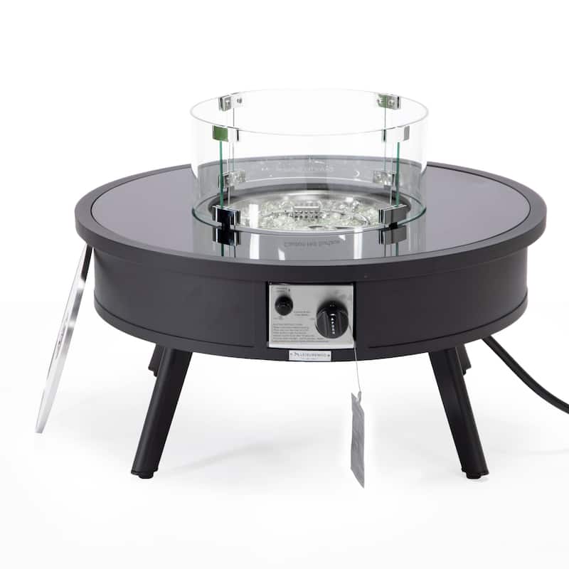 Leisuremod Walbrooke Modern Outdoor Patio Round Fire Pit Table for Porch Backyard Deck - 29