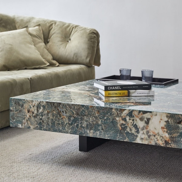 JASIWAY Light Luxury Sintered Stone Square Coffee Table - On