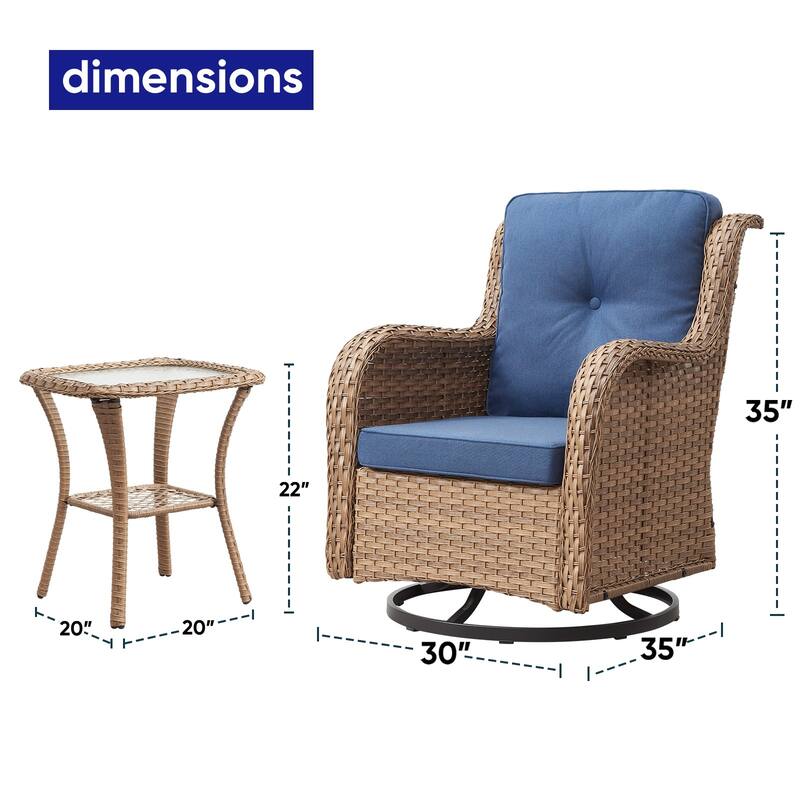 Gymojoy Wicker Swivel Glider Chair with Water-Resistant Olefin Cushions