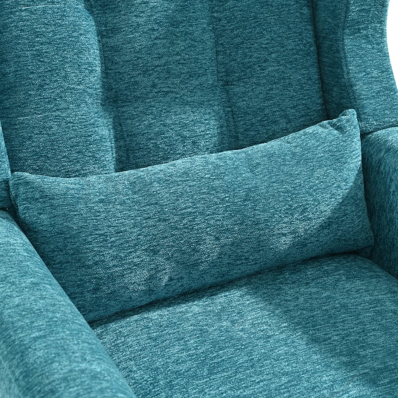 Teal Modern 24.21" Upholstered Button Tufted Arm Chair with Wood Legs for Living Room
