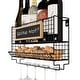 preview thumbnail 6 of 5, Wall35 Cork Wine Bottle Holder and Glass Rack for Wall Decor, Black