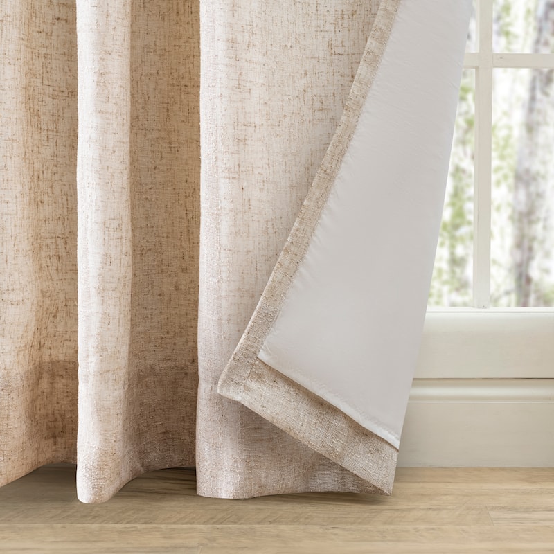 New Castle Gorgeous Slubbed Linen Lined Grommet Patio Curtain Panel
