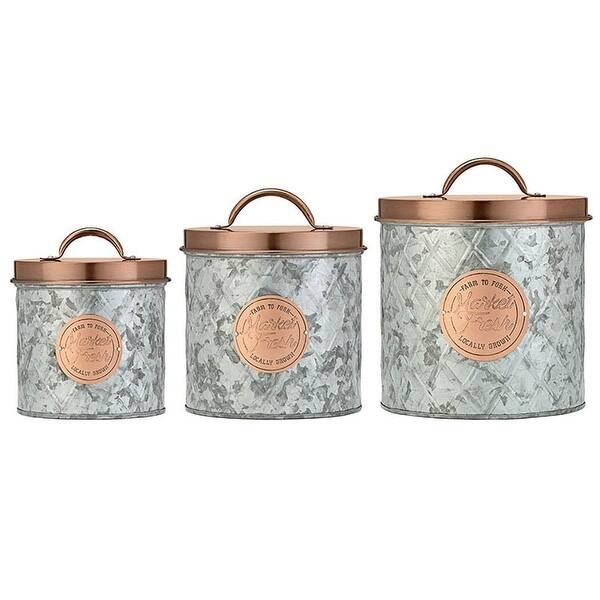 slide 2 of 3, Set of 3 Amici Home Bristol Food Storage Canister, 52, 84 and 140 oz - Silver Copper Silver/Cooper
