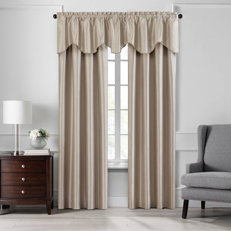 Gracewood Hollow Foster Faux Silk Scalloped Window Valance - 50"x21"