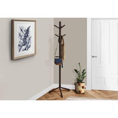 Offex Cappuccino Contemporary Solid Wood Coat Rack