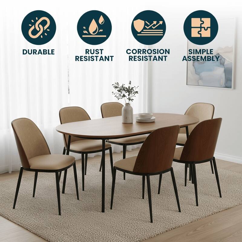 Dining Chair with Upholstered Seat Side Chair with MDF Wood Frame in Steel Set of 4