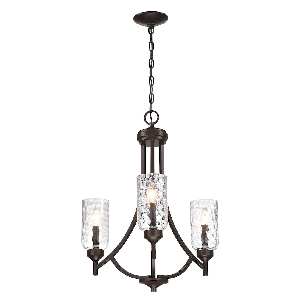 3-Light Aged Bronze Candle Chandelier - 21.93" x 77" x 21.93"