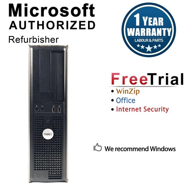 Dell OptiPlex 745 Desktop Computer Intel Core 2 Duo E6300 1.86G 4GB DDR2 80G Windows 7 Pro 1 Year Warranty (Refurbished) - Black