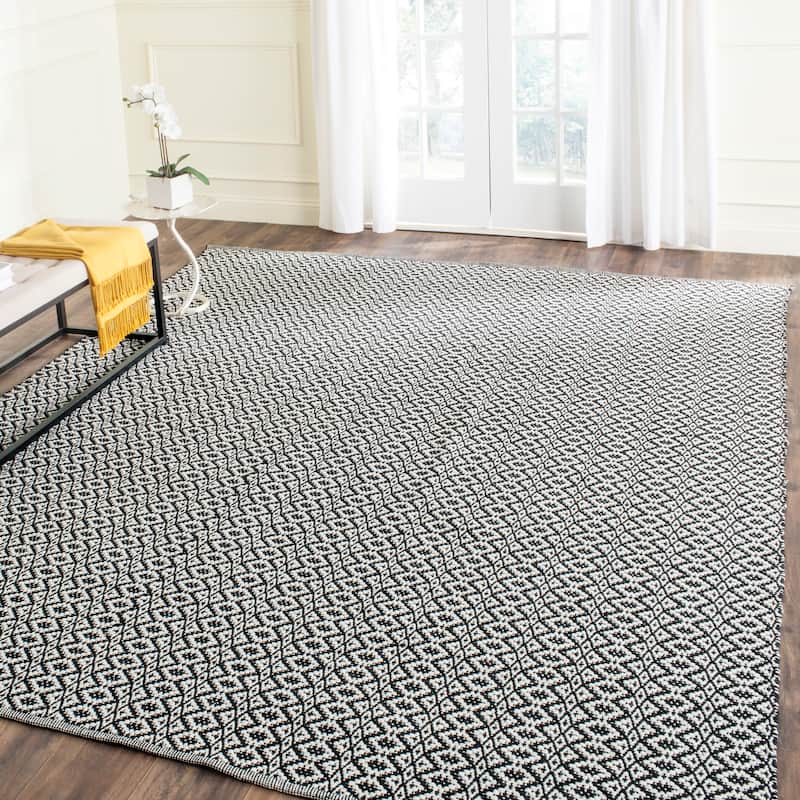 SAFAVIEH Handmade Flatweave Montauk Everly Casual Cotton Rug - 8' x 10' - Ivory/Black
