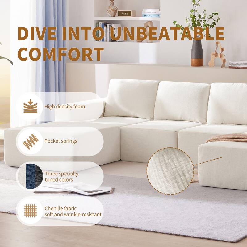 U-Shaped Full Foam Lounge Floor Couch Modular Sectional Sofa