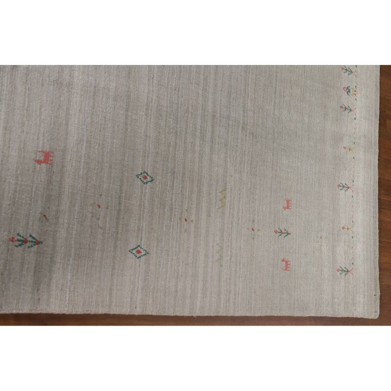 Gabbeh Indian Area Rug Handmade Tribal Beige Wool Carpet - 7'10"x 9'9"