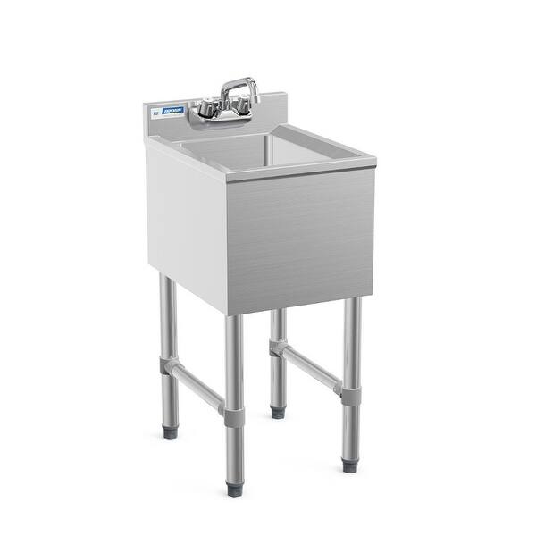 ROVSUN Commercial Underbar Sink - 1 Compartment, 304 Stainless Steel, Freestanding (14.6"L X 18.4"W X 33"H)
