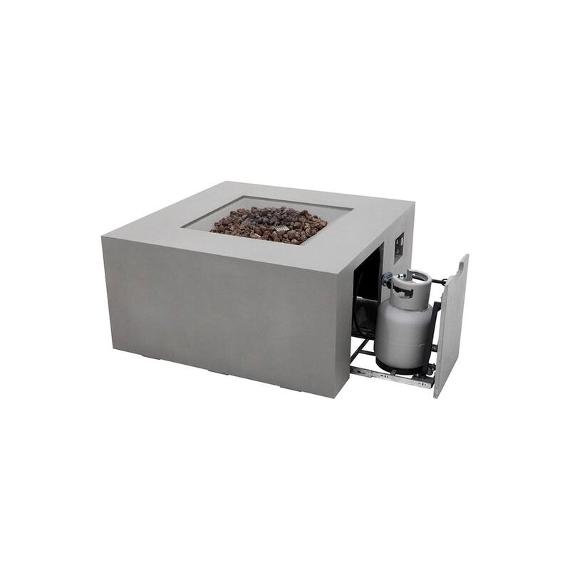 Sol Living Rocky Square Propane Fire Pit 45,000 BTUs - 43 x 43 Inches - 43 x 43 in.