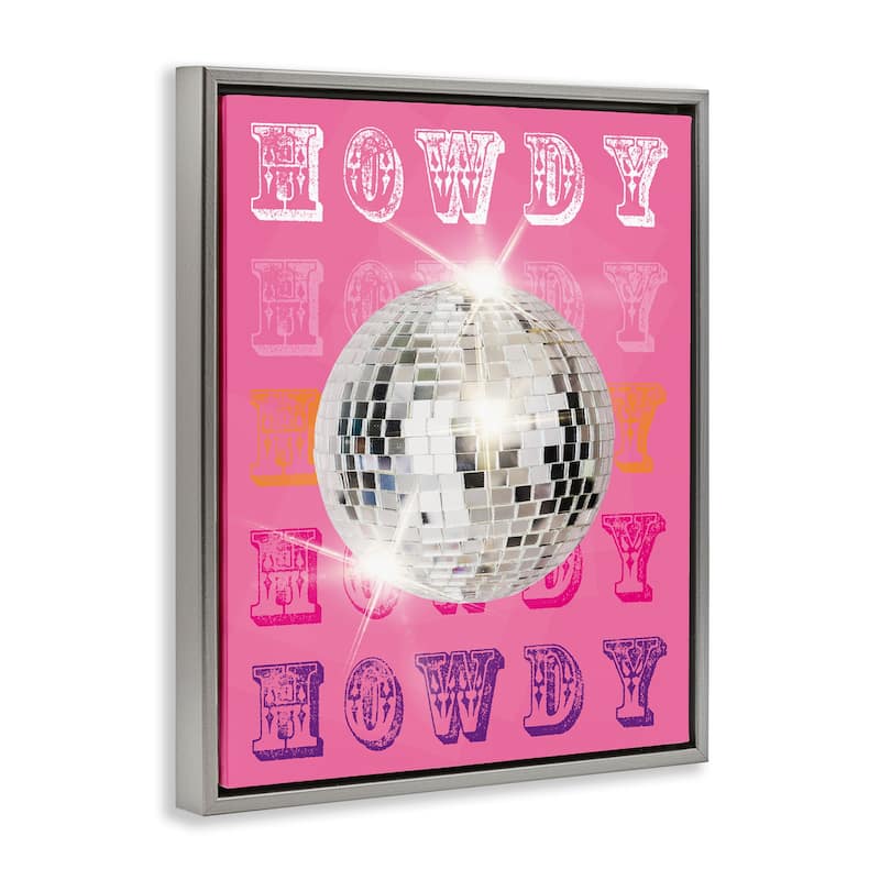 Stupell Howdy Retro Disco Ball Framed Floater Canvas Wall Art Design By Susan Arnot