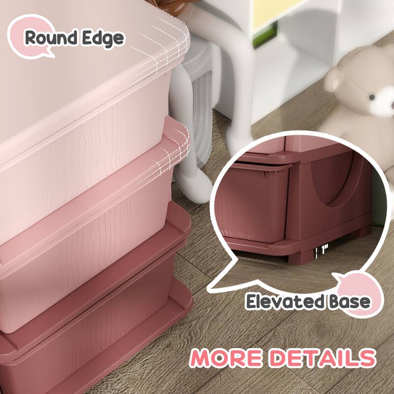 Qaba 3 Tier Kids Storage Unit, 6 Drawer Chest Toy Organizer Plastic Bins for Kids Bedroom Nursery Kindergarten Living Room