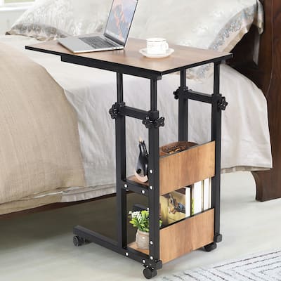 C Table Height Adjustable Mobile Couch Table Desk Sofa Side End Table