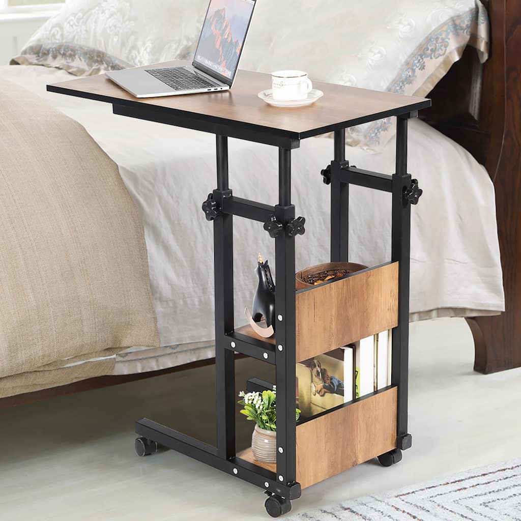 C Table Height Adjustable Mobile Couch Table Desk Sofa Side End Table