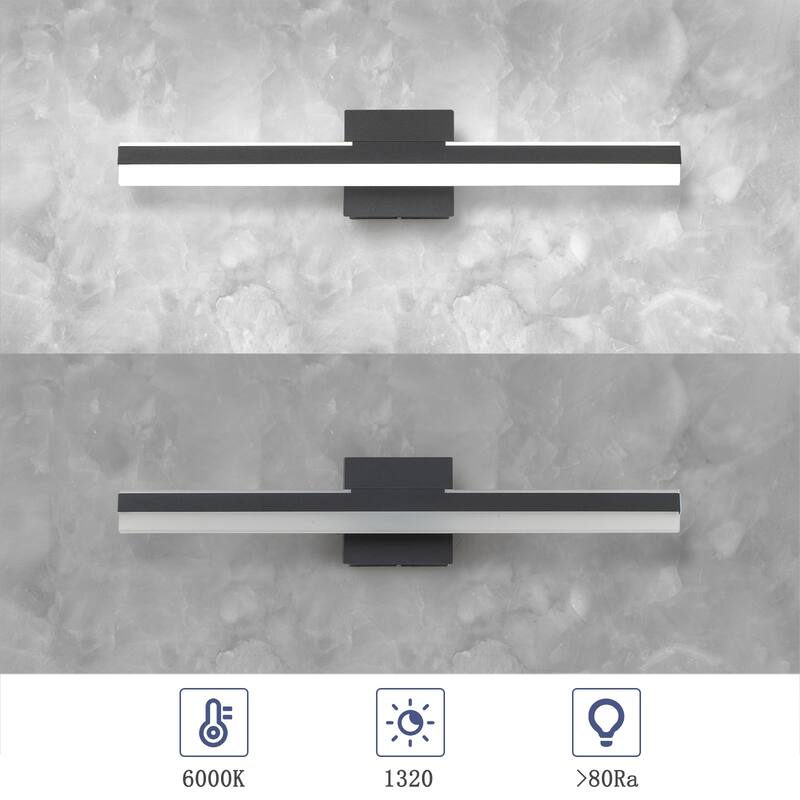 Modern Dimmable Matte Black LED Vanity Light