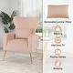 preview thumbnail 7 of 30, Costway Velvet Upholstered Wingback Chair with Lumbar Pillow & Golden - See Details