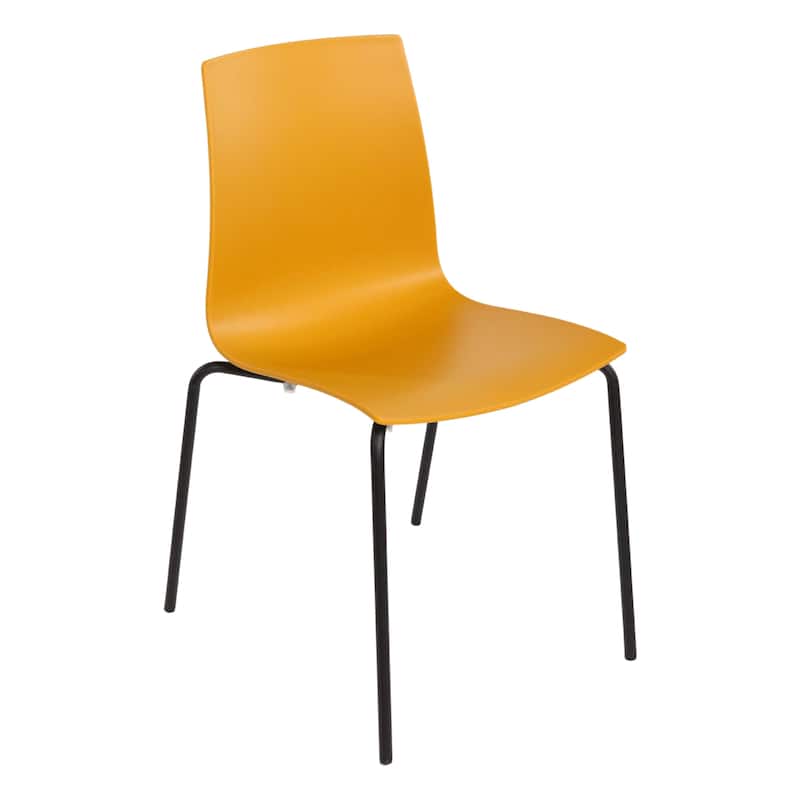 Furnish Theory Aero-S Pro Indoor/Outdoor Stackable Dining Side Chairs Polypropylene Shell & Powder-Coated Steel Legs (Set of 2)