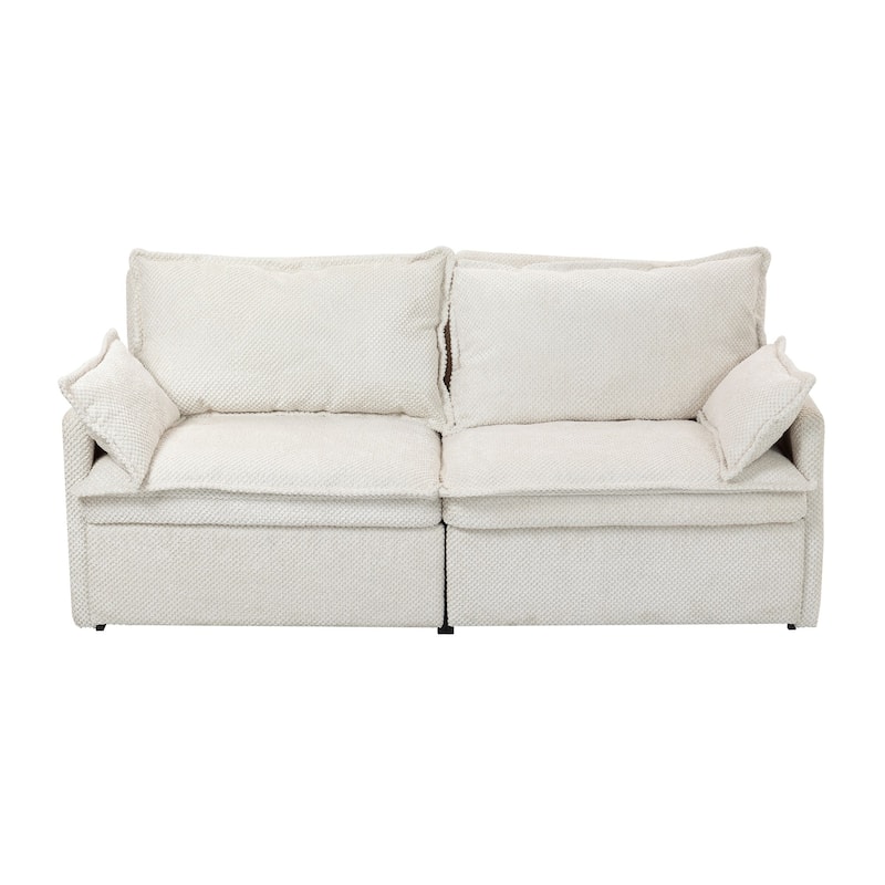 Corduroy multifunctional sofa bed - White,73.6"