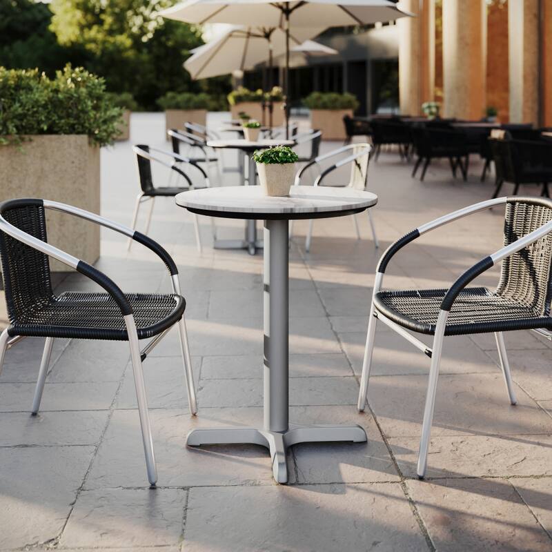 Commercial All-Weather HPL Tabletop with Crisscross Base