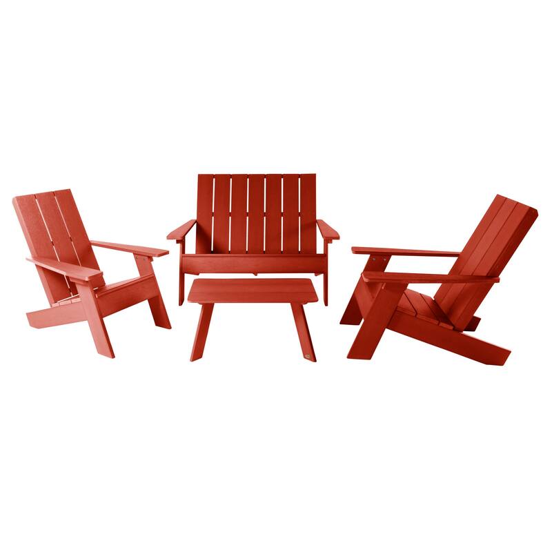 Italica Modern Adirondack Conversation Set - Rustic Red