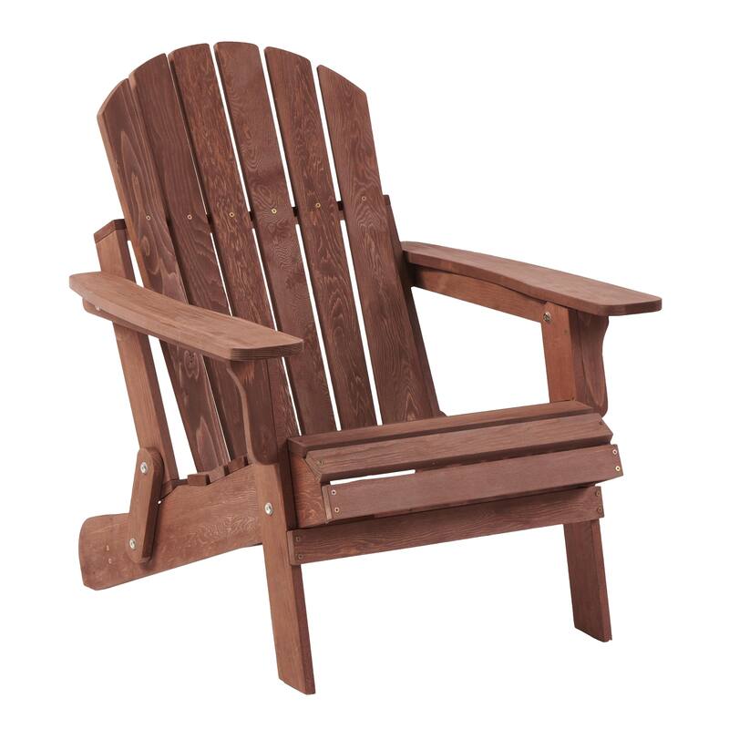 Oversize Wooden Outdoor Folding Adirondack Chair with Pre-Assembled BackRest & SeatBoard, for Garden Pool Deck Firepit